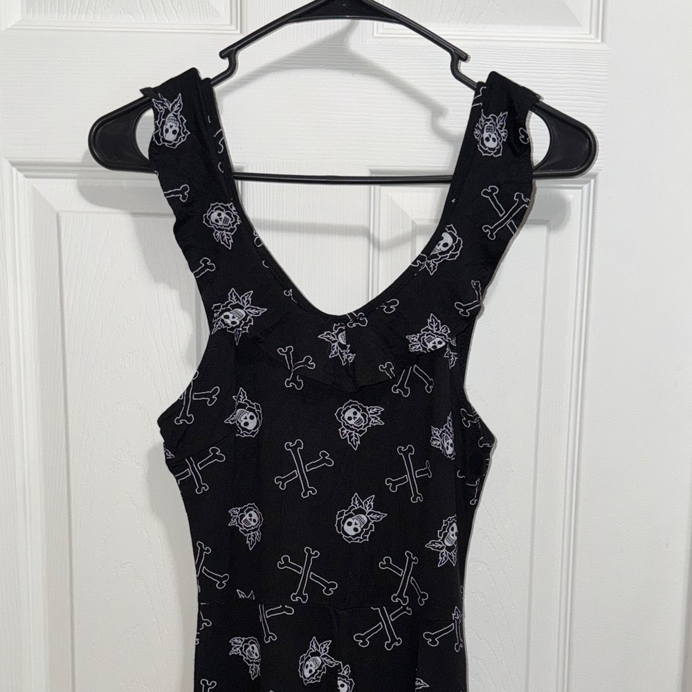 Signature Black Pants Romper with White Skull + Crossbones